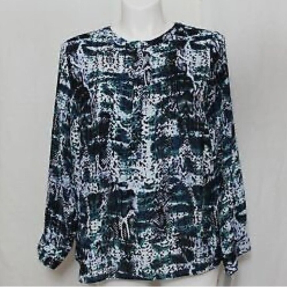 Apt 9 abstract print split neck blouse top size petite small